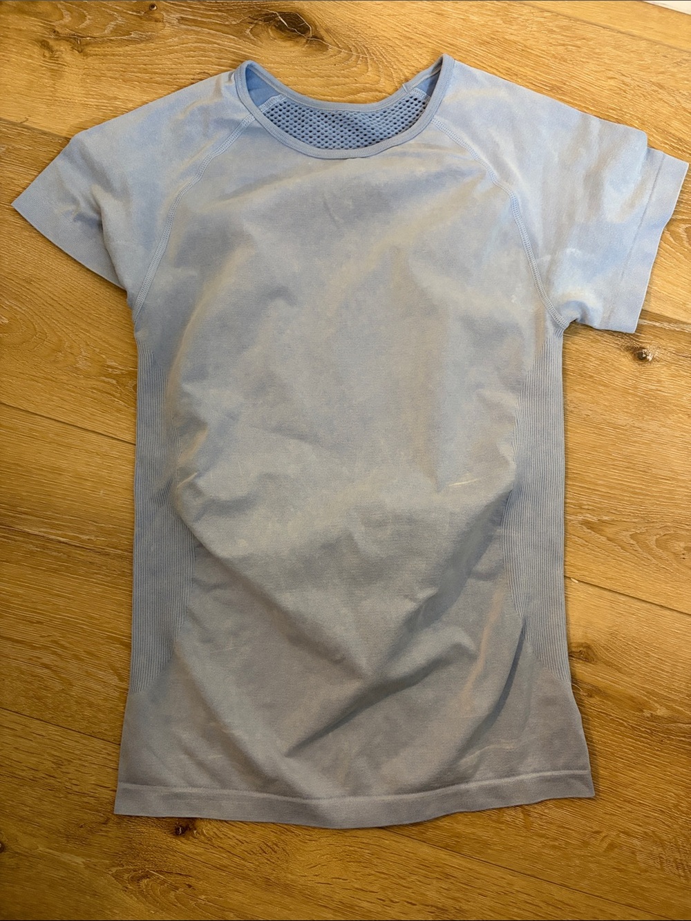 Mona B Light Blue Mesh-Back Athletic Top